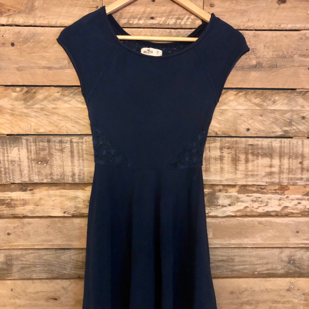 Hollister Navy Lace Blue Skater Dress